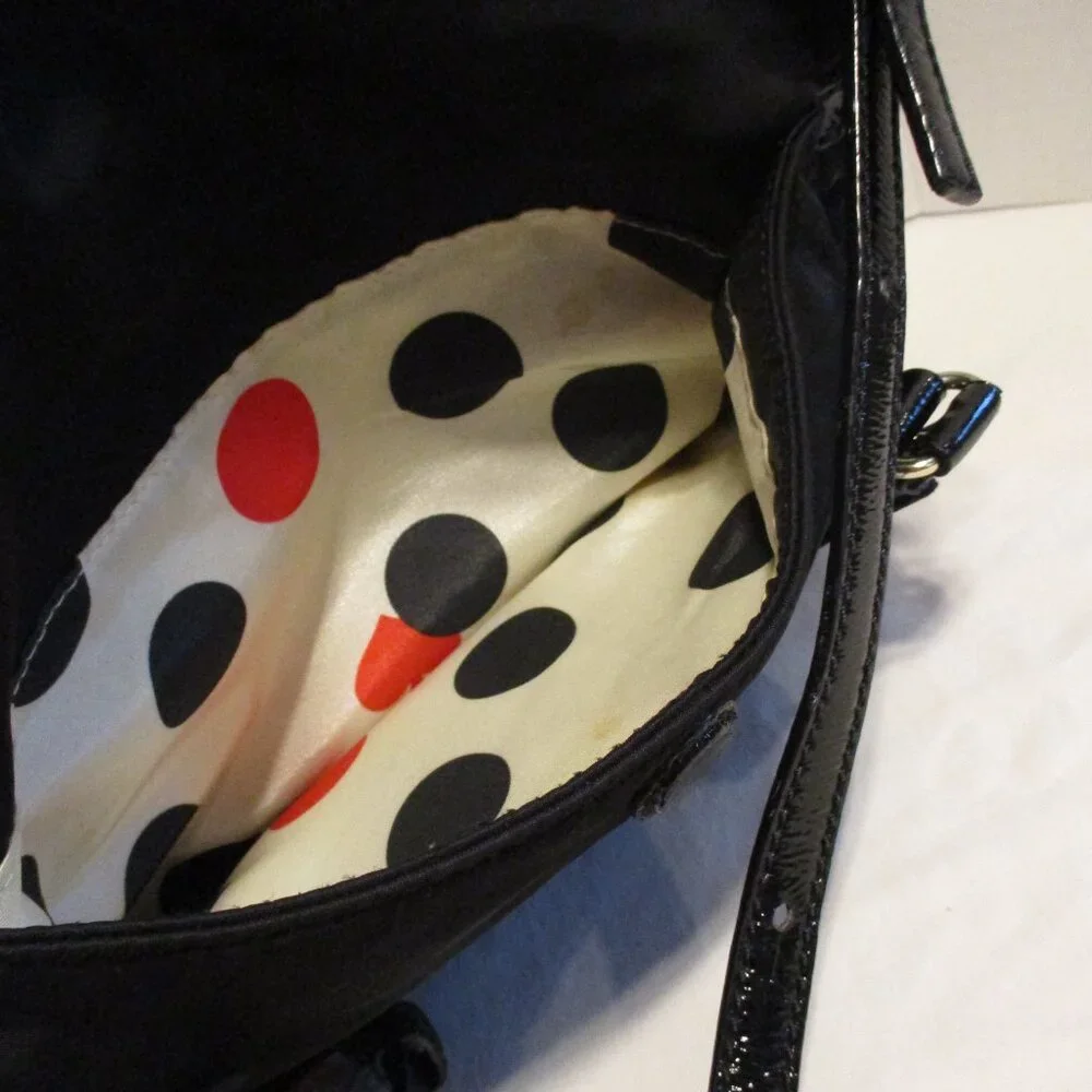 Kate Spade Bag Woman Medium Black Cream Red Top Zip Pockets Shoulder Hand Bag